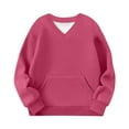 thumbnail image 6 of OGLCCG V Neck Sweatshirt for Girls with Pockets Casual Comfort Hoodless Hoodies Cozy Lightweight Fleece Pullover Sweatshirts No Hood 2-12 Years, 6 of 7
