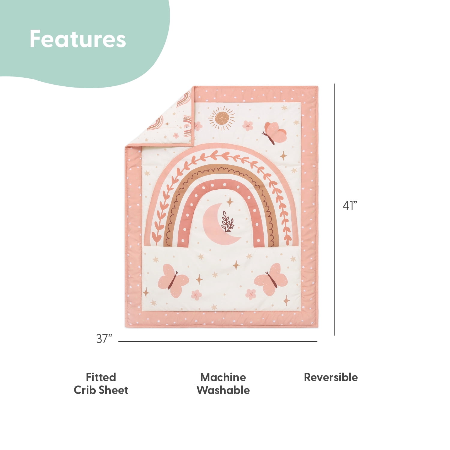 The Peanutshell Crib Bedding, Under the Stars Baby Crib Bedding Set & Stuffie Plush Toy, 4-Piece Set