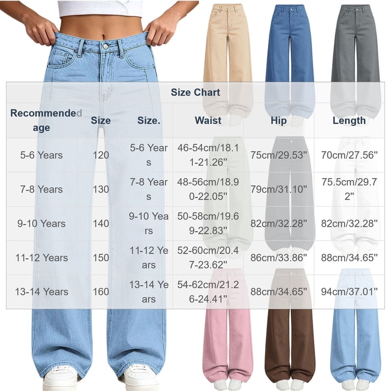 lcziwo Girl Wide Leg Sweatpants Baggy High Waist Solid Color Pants with ...