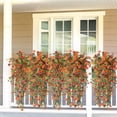 thumbnail image 4 of Artificial Fall Fake Flowers for Outdoor Fall Decoration,2 Pcs Faux Hanging Flowers Outdoor Fall Decor,UV Resistant Look Real Faux Mums Silk Flower for Outside Home Porch Patio Yard Balcony Planter, 4 of 7