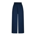 thumbnail image 4 of Sinpiling Womens Plus Size Palazzo Pants S-5X Casual Baggy Wide Leg Elastic High Waisted Trousers Ladies Lightweight Solid Loose Loungewear Long Pant Christmas Gifts, 4 of 5