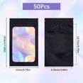 thumbnail image 2 of 50Pcs 4.7 x 7.8 Small Holographic Goodie Bags Bulk Resealable Foil Pouch Black Iridescent Plastic Food Storage Smell Proof Bags, 2 of 6