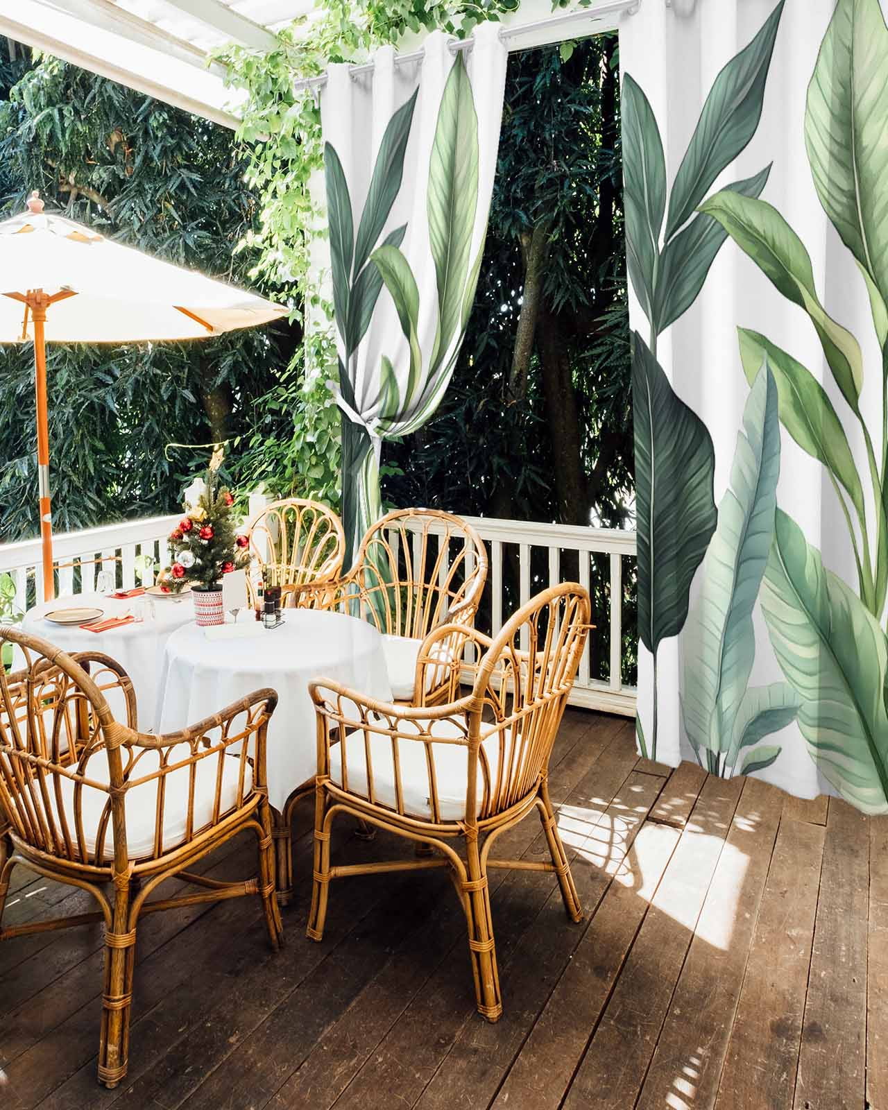 nqOlkjepod Outdoor Curtains for Patio Waterproof, Palm Leaves Outdoor Privacy Panels Grommet, Simple Summer Botanical Tropical Plants Blackout Outside Curtains for Porch/Cabana 54"x84", 2 Panels