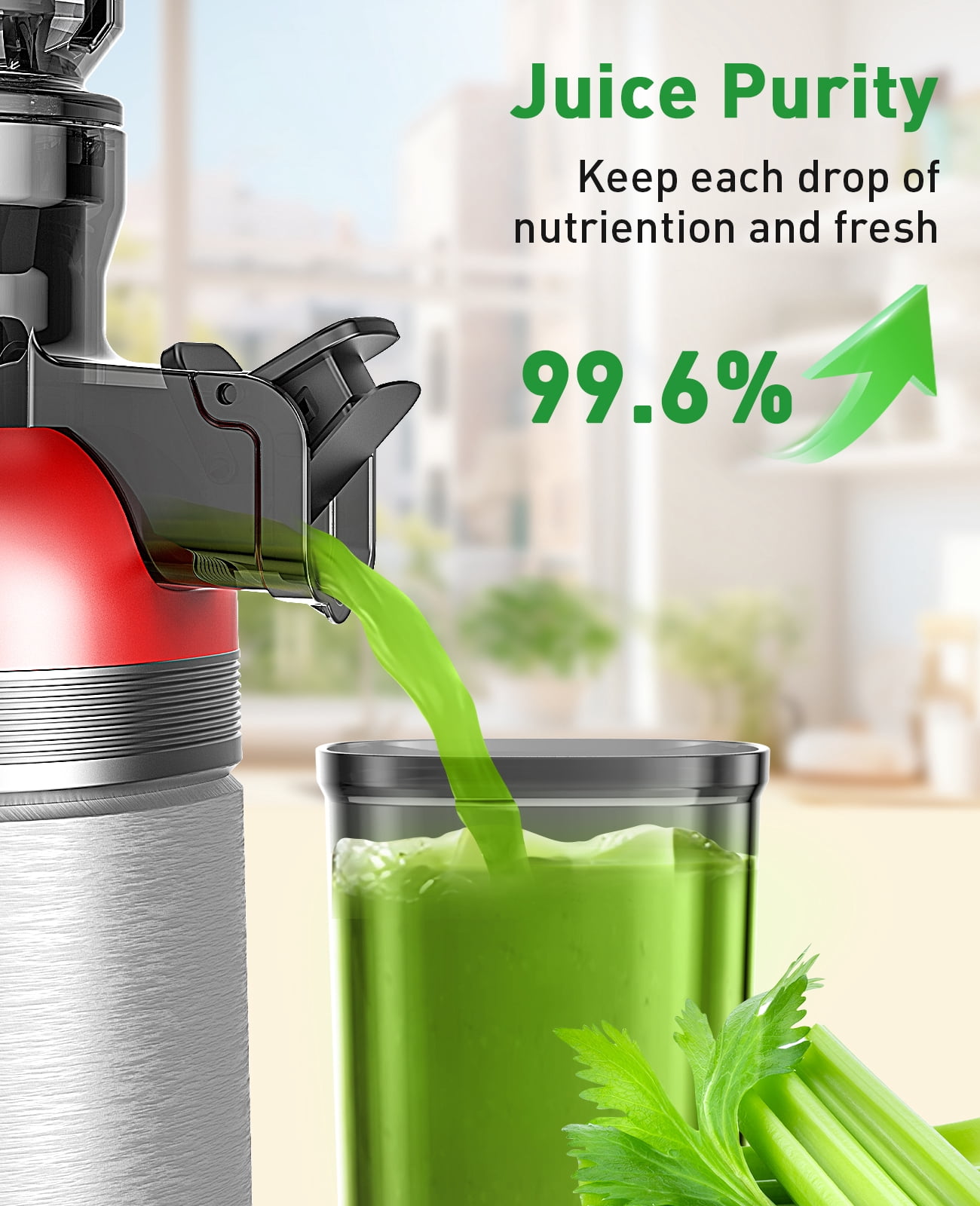 GlowWise Cold Press Juicer Machine 4.35 Extra Wide Feed Chute, Quiet Masticating Juicer for Fruits & Vegetables, Easy to Clean & Assemble, Ideal for Home Kitchens, Healthy Families & Fitness Lovers