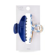 Time and Tru 2 Pack Looped Hair Claws, Blue