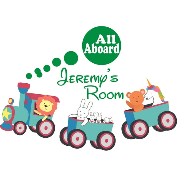All Aboard Trains Animals Unicorn Lion Decors Wall Sticker Art Design Decal for Boys Girls Kids Room Bedroom Nursery Kindergarten House Fun Home Decor Stickers Wall Art Vinyl Decoration (20x40 inch)