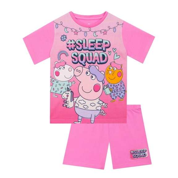 Peppa Pig Girls Short Sleeve Pajamas Pink Sizes 2T-8