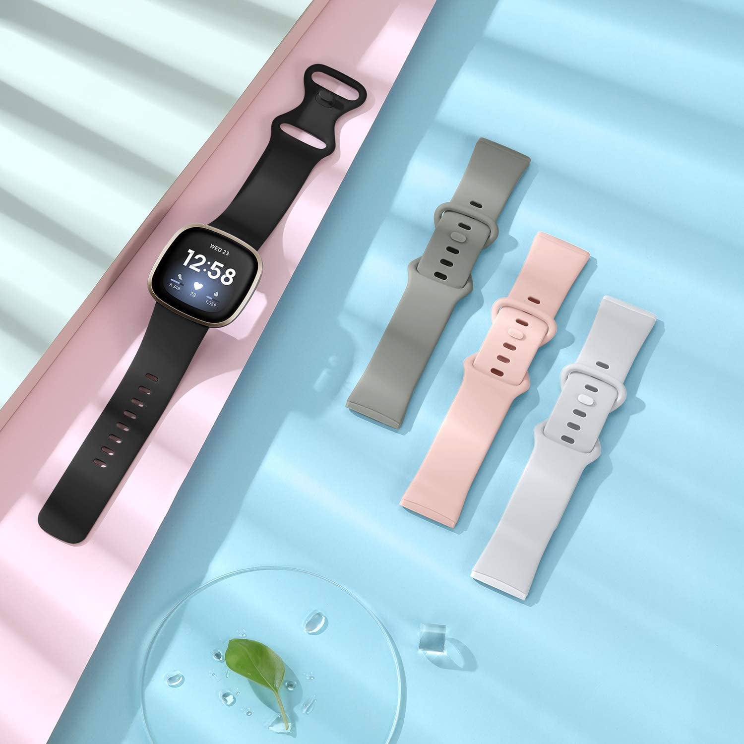  Amzpas Nylon Band for Fitbit Versa 4 / Versa 3 Bands & Fitbit  Sense 2 / Sense Bands for Women Men, Soft Breathable Replacement Strap  Compatible with Fitbit Sense 2 /
