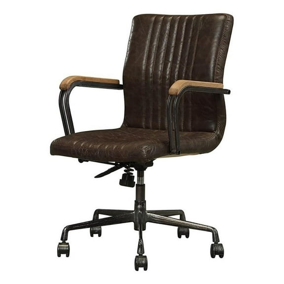 Scranton & Co Leather Adjustable Swivel Office Chair in Chocolate