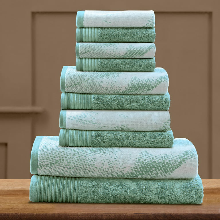 Superior Marble Effect Cotton Absorbent Textured 10 Piece Towel Set