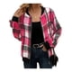thumbnail image 3 of Chaquetas de Mujer Informales con Cremallera, de Franela A Cuadros, Larga, Holgadas, Ideales para Otoño. Rojo Rosa XXL, 3 of 7