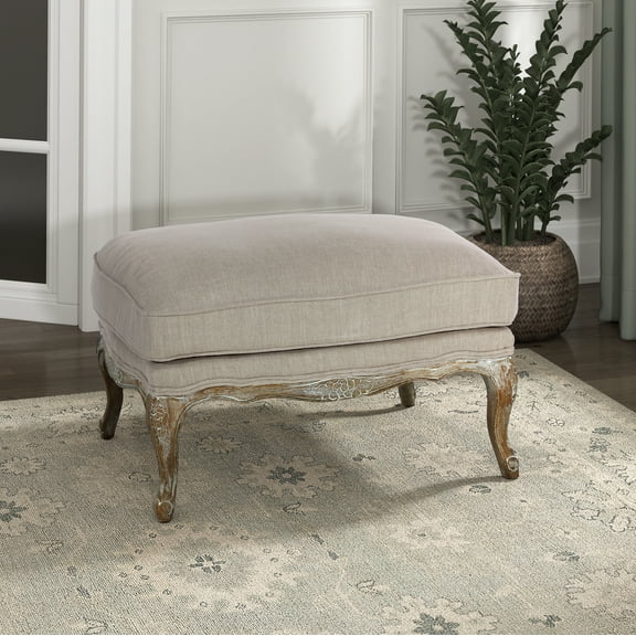 OakvillePark Royer Fabric Upholstered Ottoman, Natural
