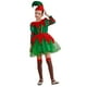 thumbnail image 4 of Vestido de Navidad para niñas, disfraz de elfo, disfraz de Navidad, vestido de manga larga con sombrero de elfo y medias a rayas, 3 uds., 4 of 5