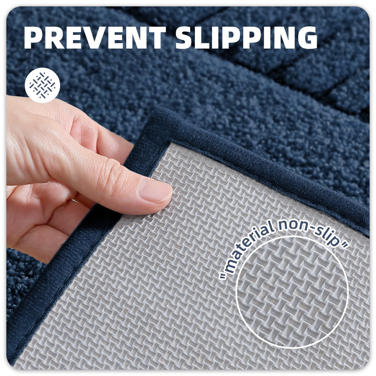 PABUBE Bathroom Rugs 24"x36", Absorbent Bath Mats Rugs for Bathroom Floor Non Slip Non Skid, Soft Shag Microfiber Machine Washable Shower Bath Mat for Bathroom Decor, Blue