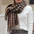 thumbnail image 2 of Bibifish womens Houndstooth Scarf Warm Classic Retro Pattern Fringed Hem Thick Textured Neck Wrap Winter fall outings & Commute Outfits, 2 of 6