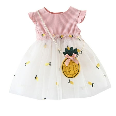 

Kids Toddler Girl Dress Sleeveless Princess Dress Casual Print Pink 70