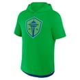 thumbnail image 2 of Men's Fanatics Rave Green Seattle Sounders FC Hat Trick Stadium Slub Raglan Short Sleeve Pullover Hoodie, 2 of 3
