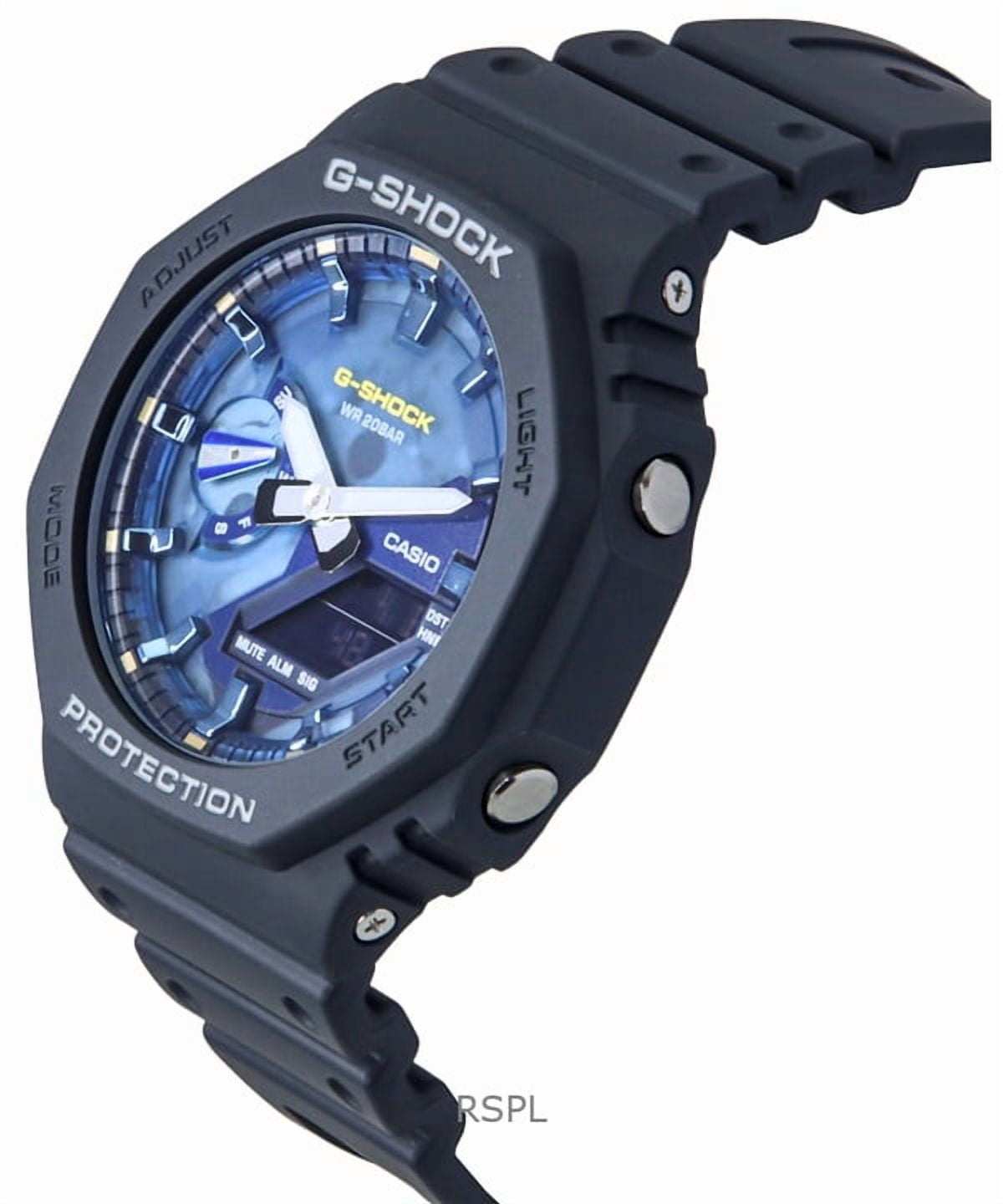 Casio G-Shock Analog Digital Bio-Based Resin Strap Blue Dial Quartz GA-2100AS-2A 200M Mens Watch