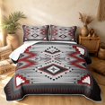 thumbnail image 2 of Erosebridal Traditional Aztec Bed Spread Queen, Gothic Stripe Queen Coverlet Set, Red Gray Black White 3 Pieces, 1 Quilt and 2 Pillowcases, 2 of 7