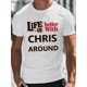 thumbnail image 1 of Camiseta informal con estampado geométrico "Life is Better with Chris" para hombre, cuello redondo, ligera y elástica, ideal para verano., 1 of 6