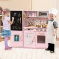 thumbnail image 2 of Costway Kid's Pretend Play Kitchen Toddler Kitchen Playset with Blackboard Light Pink, 2 of 10