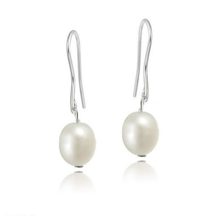 Baroque Freshwater Pearl Earrings - Stainless Steel Baroque Freshwater Cultured White Pearl Dangle Earrings