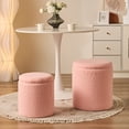 thumbnail image 2 of 2BYF Round Storage Ottoman Set of 2, 12 Gallon Capacity, Sherpa Pink - Footrest, Coffee Table, 300lb Weight Capacity, 2 of 6