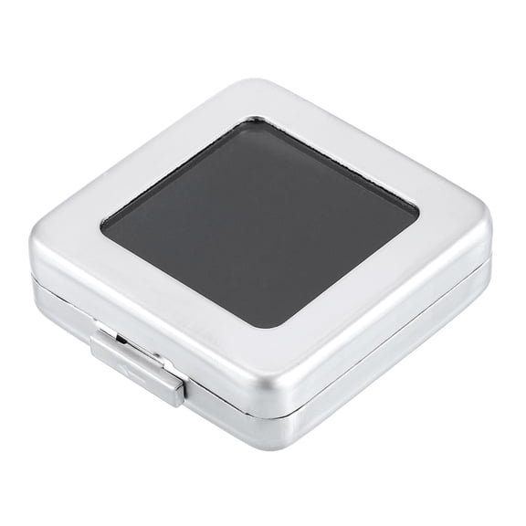 2.2x2.2x0.6 Inch Gemstone Display Box, Diamond Storage Boxes Jewelry Container with Clear Glass Top Lids and Sponge for Gems Diamonds Coin Pins Badges Bare Stone, Silver Tone