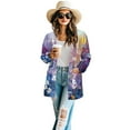 thumbnail image 2 of SCRAWLGOD Flowers Womens Long Cardigan Sweaters Lightweight Jacket Women Dressy Long Sleeve Work Cardigan for Women Office Casual Size XL Stretchy Women Clothes Trendy, 2 of 7