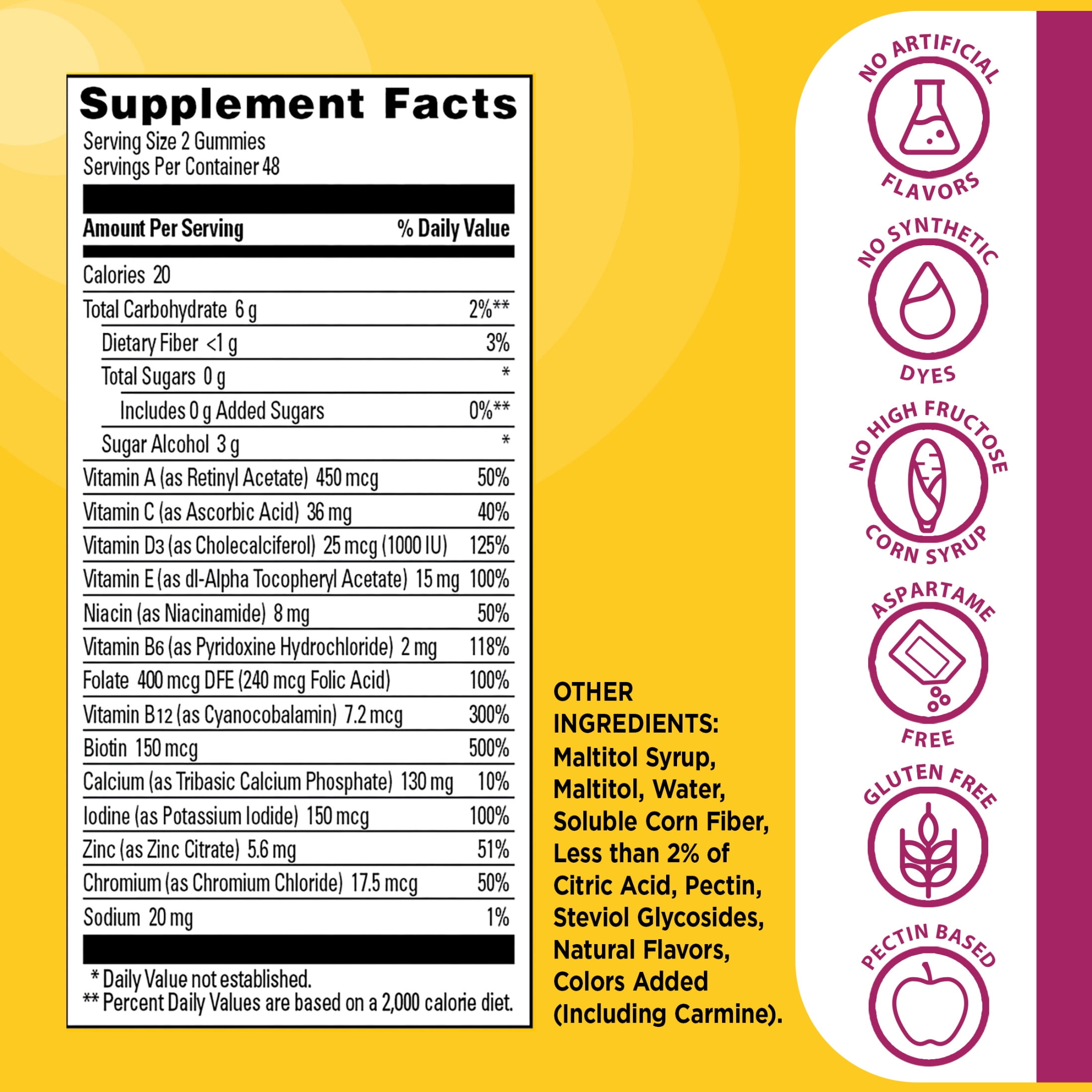 (3 pack) Nature Made Zero Sugar Women's Multivitamin Gummies, Sugar Free Gummies, 96 Count