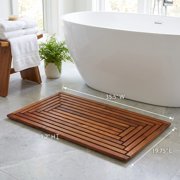 Bare Decor Oiled Finish Solid Teak Wood Giza Shower, Spa, Door Mat