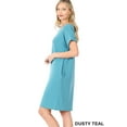 thumbnail image 3 of Zenana Women & Plus Round Neck Rolled Sleeve Knee Length Tunic Shirt Dress with Pockets, 3 of 4