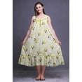 thumbnail image 4 of Bimba Yellow Flower Watercolor Leaves & Floral Sleeveless Night Gown for Womens Cotton Printed Nightwear Ladies Sleepwear X-Large, 4 of 6