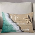 thumbnail image 3 of Beige Blue Summer Beach Throw Pillow Cover 20 x 30 Inch Decorative Pillow Cover Coastal Nautical Starfish Ocean Lumbar Pillowcase Seasonal Rectangle Cushion Case for Couch Sofa Bed Living Room, 3 of 7
