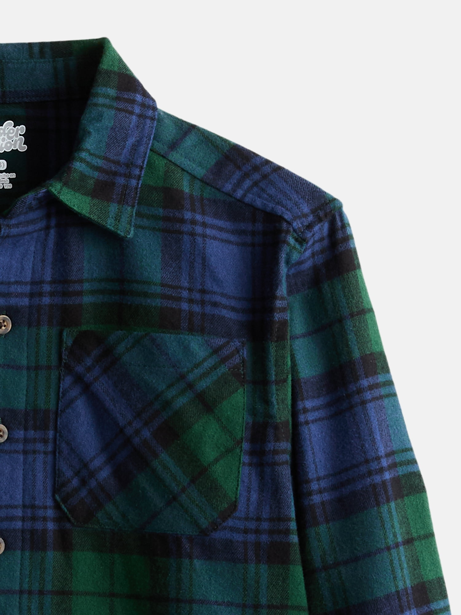 Wonder Nation Boys' Flannel Shirt with Long Sleeves, Sizes 4-18