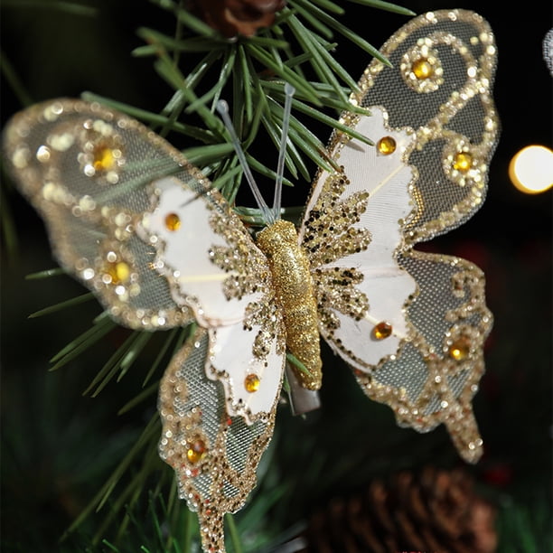 Mariposas De Plumas Con Clip - Decoración Otoño/invierno, Pack De 12 Colores