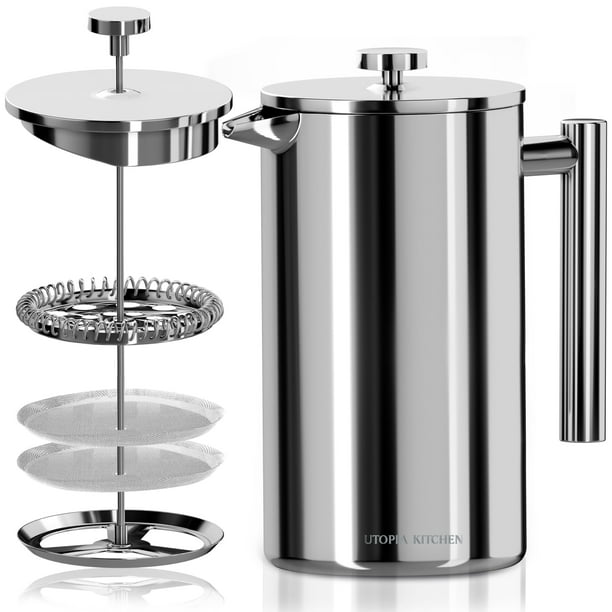Cafetera de prensa francesa Utopia Kitchen, 500 ml, acero inoxidable
