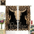 thumbnail image 2 of Cow Skull Blackout Curtains Vintage Rustic Wild West Cactus Bull Skull Leopard Print Bedroom Living Room Rod Pocket Decoration Window Drapes 2 Panels W21xL63in, 2 of 6
