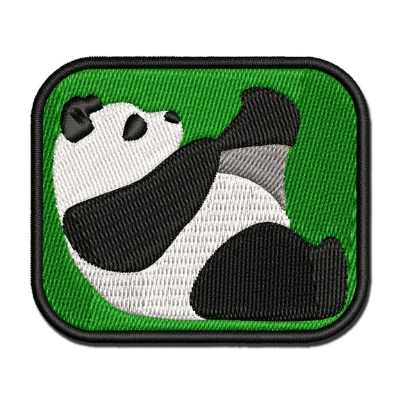 Funny Panda Putting on Black Socks Applique Multi-Color Embroidered Iron-On Patch - 2.5 Inch Small