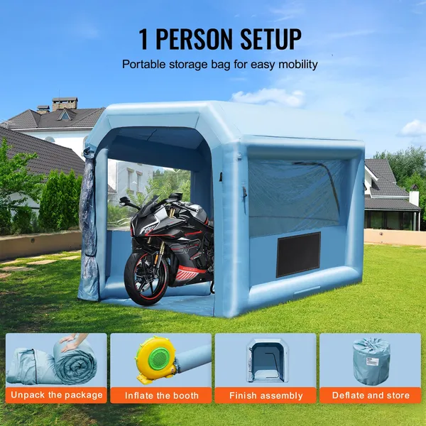Inflatable Paint Booth 9.8x8.2x8.2ft Portable Spray Booth with 550W Blower and Air Filter for Car Motorcycle Bicycle Furniture Painting