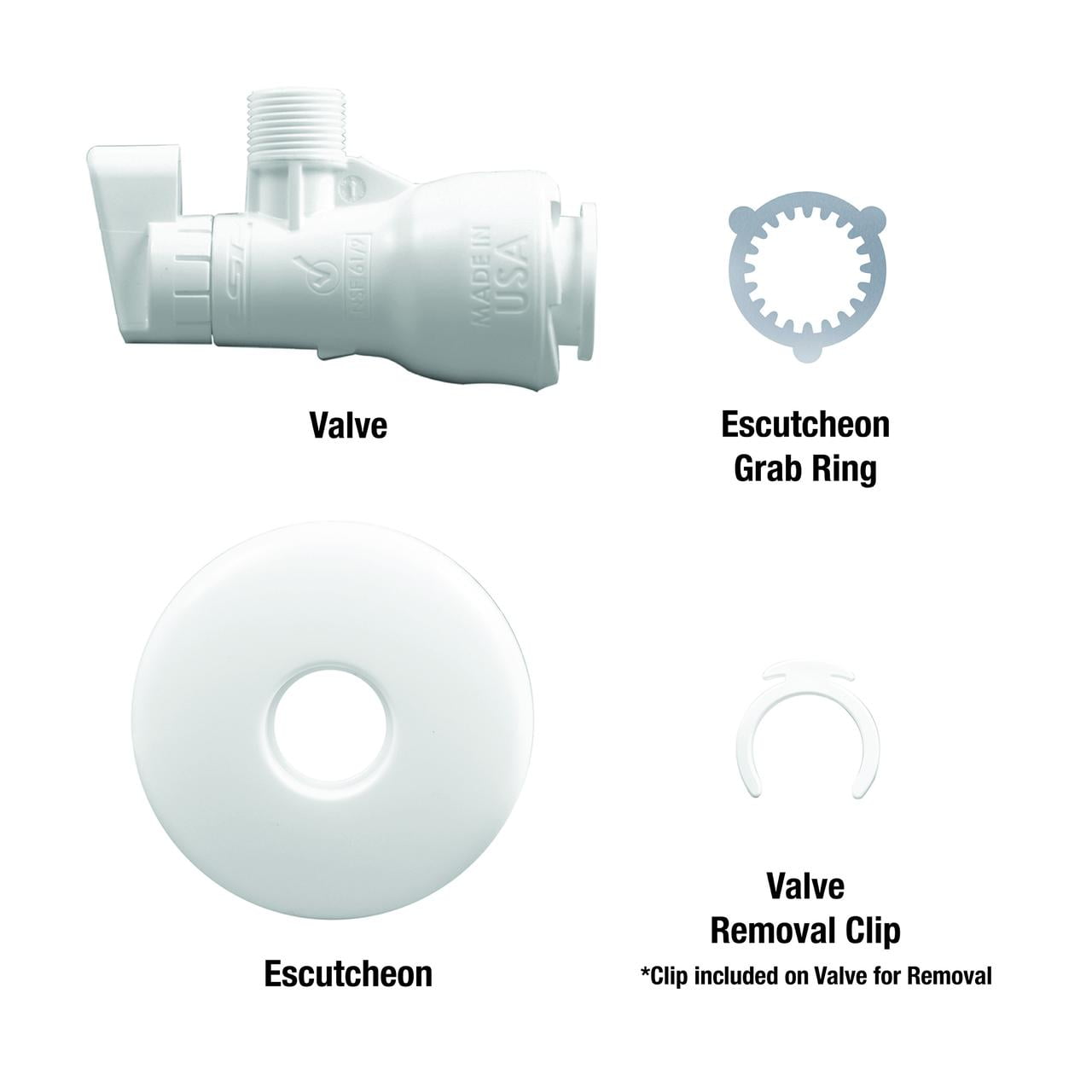 (2 pack) Danco Plastic Push-on Quarter Turn Angle Stop Valve, 0.1 lbs Weight (9DPV-100)