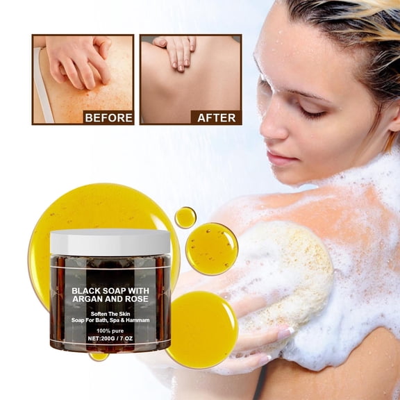 Gzwccvsn Morocco Soap Moroccan Black Soap Morocco Body Scrub Black Soap Bar Black Soap Dispenser Bathroom, Moisturizers Skincare Products