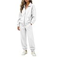 thumbnail image 3 of MexChoioe Womens Soft Solid Color 2 Piece Tracksuit Stand Collar Full Zip Sweatshirt and Jogger Pants Streetwear Sports Outfit Set for Womens, 3 of 7