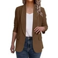thumbnail image 4 of nerohusy Blazer Style Cardigans for Women Long Sleeve Open Front Cardigans Notch Lapel Casual Work Office Suit Jackets with Fake Pocket Brown,XL, 4 of 8