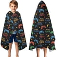 thumbnail image 3 of Colorful Controllers Games Stars Black Pattern Hooded Bath Towel，50"x30" for Ages 3 To 12 Kids, Quick Dry Lightweight Soft Microfiber Hood Beach Towel Cover Up for Kids, 3 of 7