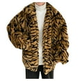 thumbnail image 2 of QUNYINEY Long Sleeve Mens Jackets Zip up Leopard Print Faux Fur Yellow Outerwear Loose Cardigan Warm Outerwear Jackets, 2 of 8
