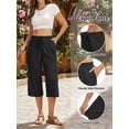 thumbnail image 3 of Airmenty Women's Capri Pants Drawstring Casual Trousers Wide Leg Summer High Waisted Lounge Pants with Pockets S-2XL, 3 of 7