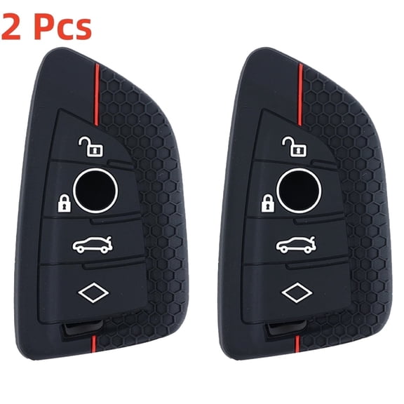 DON'T TOUCH MY KEY 2 Pcs Silicone 4 Button Car Key Cover Case Holder for BMW 2 3 5 6 7 X1 X2 X3 X5 X6