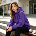 thumbnail image 7 of Hoodies for Women Casual Drawstring Hooded Sweatshirts Pullover Fall Winter Clothing with Hood and Pocket L, 7 of 7