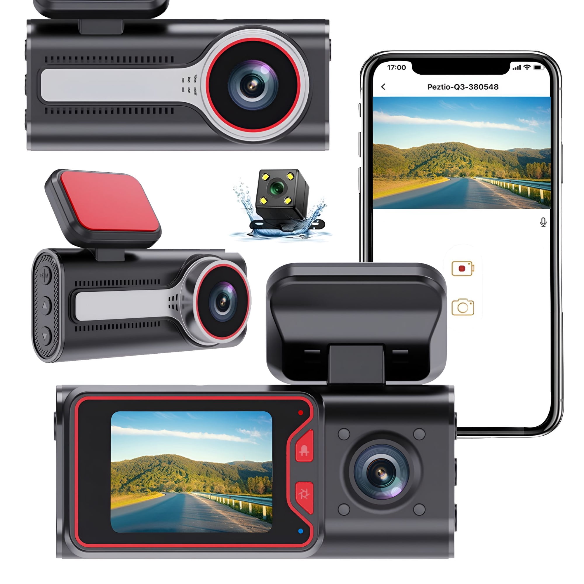GJX 2026 New Wireless Dash Cam Car Camera, Dash Cam Front and Inside 1080P, Dash Camera Wifi Recording App Control
